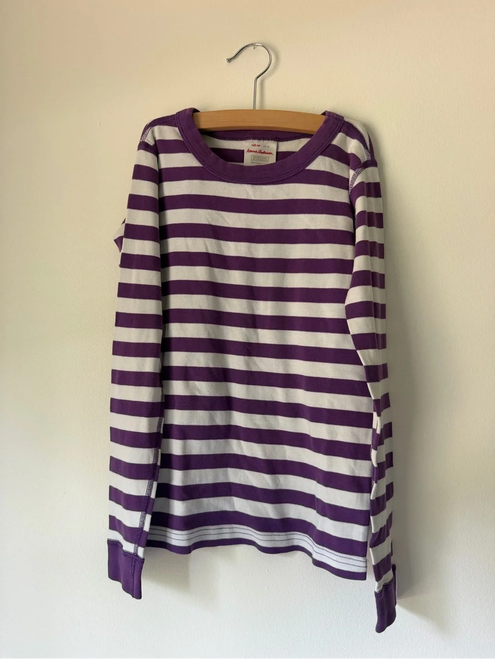 Hanna Andersson Purple and White Striped Long-Sleeve pajamas